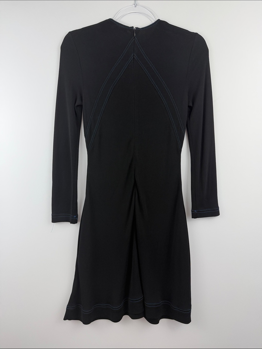 Givenchy Black Long Sleeve Contrast Stitch A-Line Mini Dress FR 36 US S - Picture 9 of 10